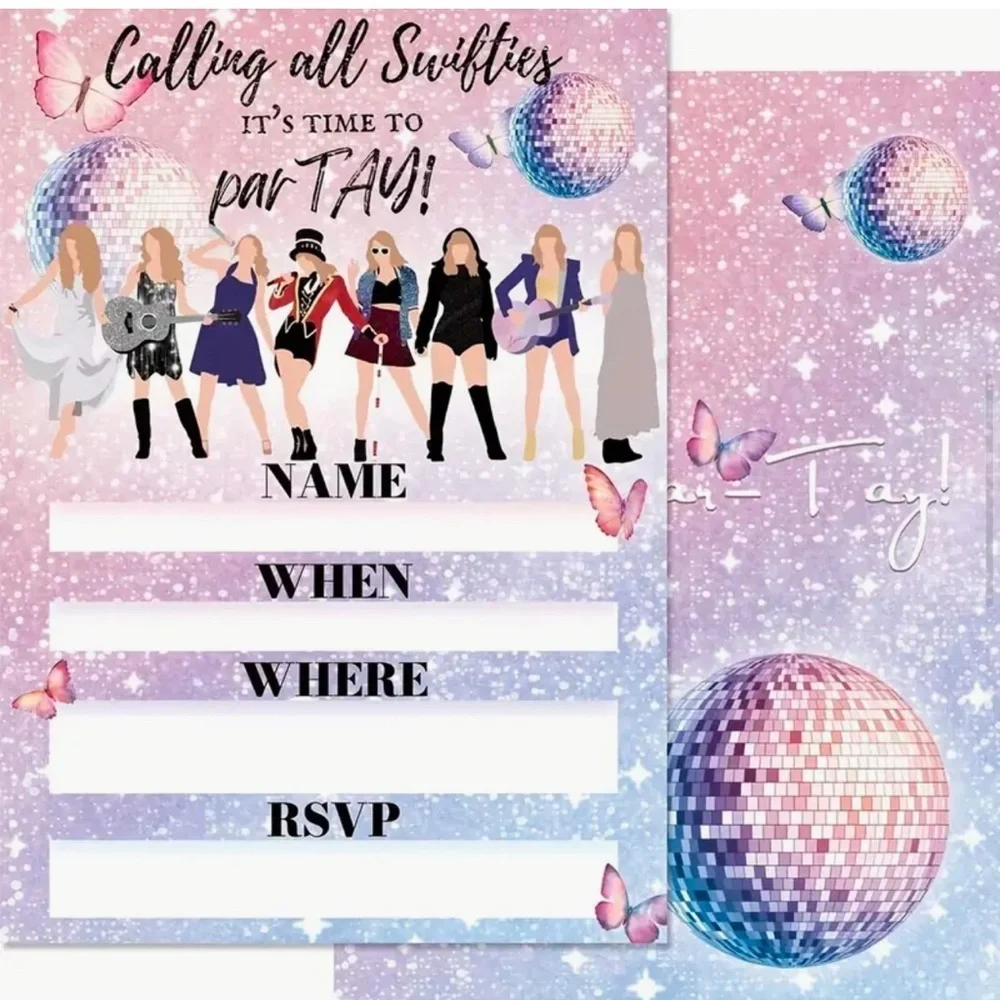 20 Taylor Swift Party Invitations With Envelopes and Stickers